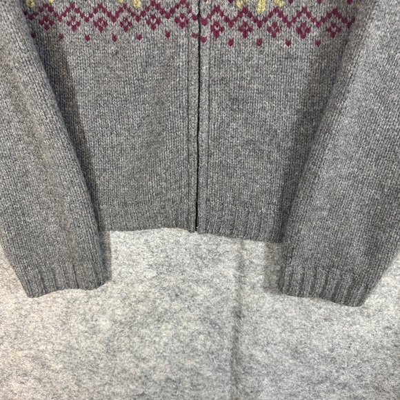 Vintage Woolrich Grey Heather Lambswool Fair Isle Zip Cardigan Sweater  S/P - Picture 4 of 14